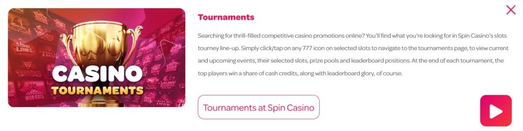 spin casino tournament